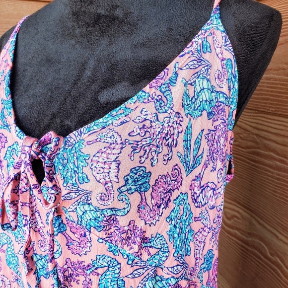 NWT Simply Southern Seahorse Pattern Maxi Dress Size Medium Pink Blue - Picture 8 of 15